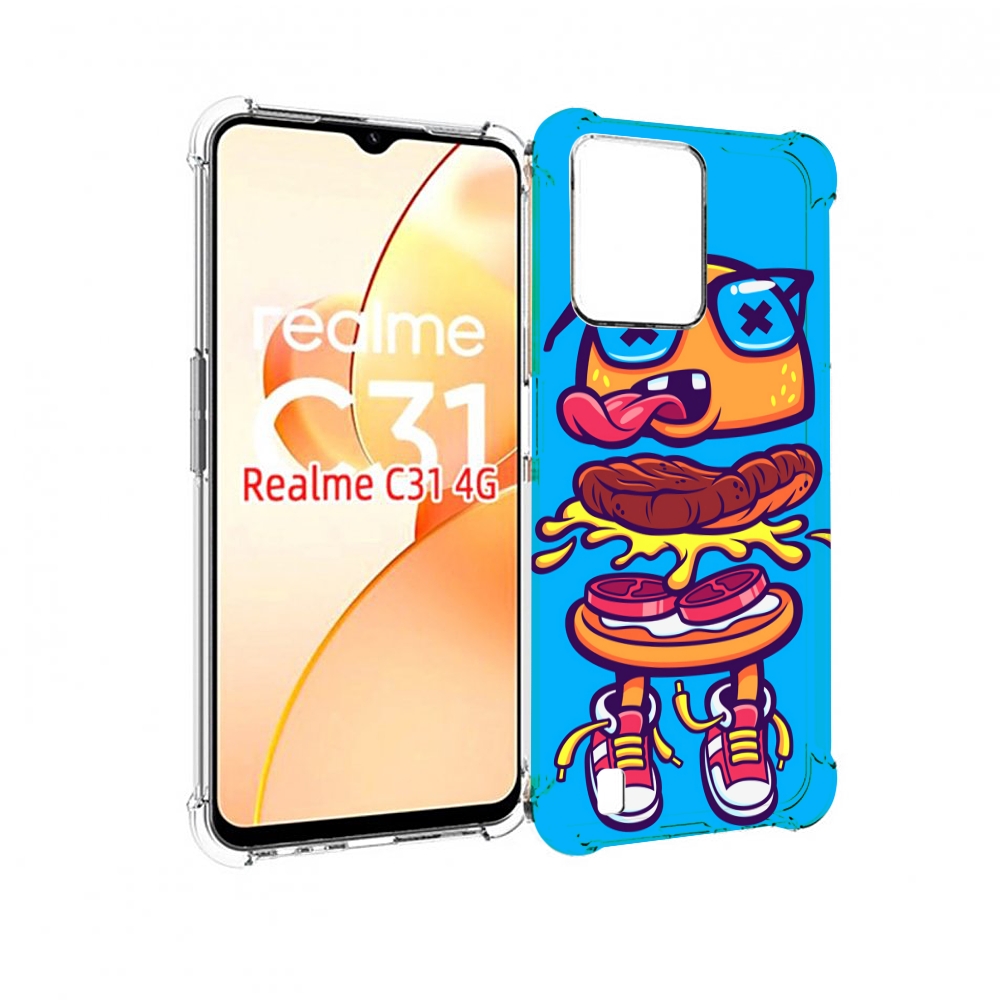 

Чехол MyPads Бургер с очками для OPPO Realme C31, Прозрачный, Tocco