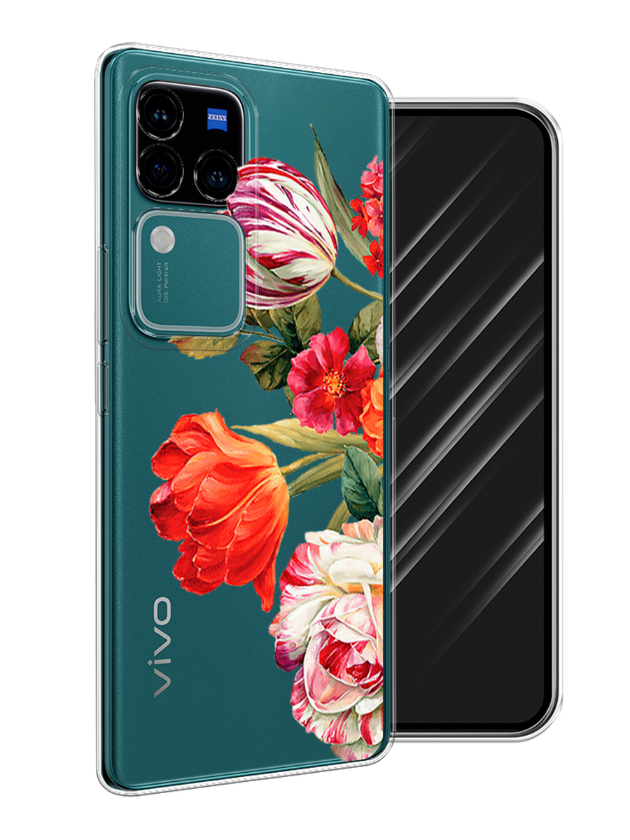 

Чехол Awog на Vivo V30 Pro/S18 Pro "Весенний букет", Красный;розовый;зеленый, 2610050-1