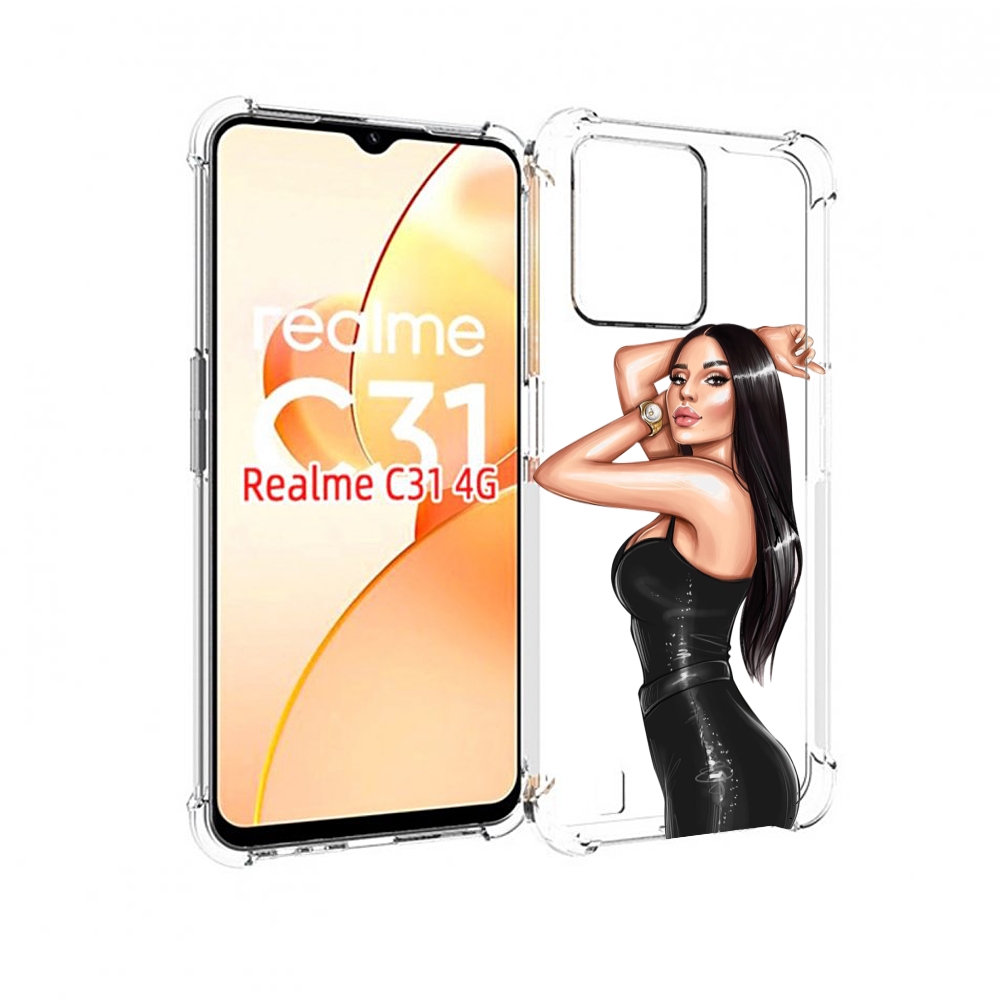 Чехол MyPads Брюнетка-с-часами для OPPO Realme C31