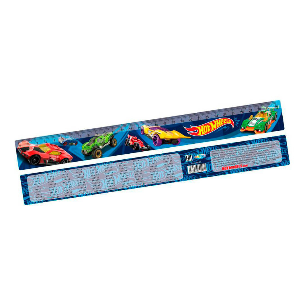 

Линейка Centrum Hot Wheels с таблицей умножения 30 см