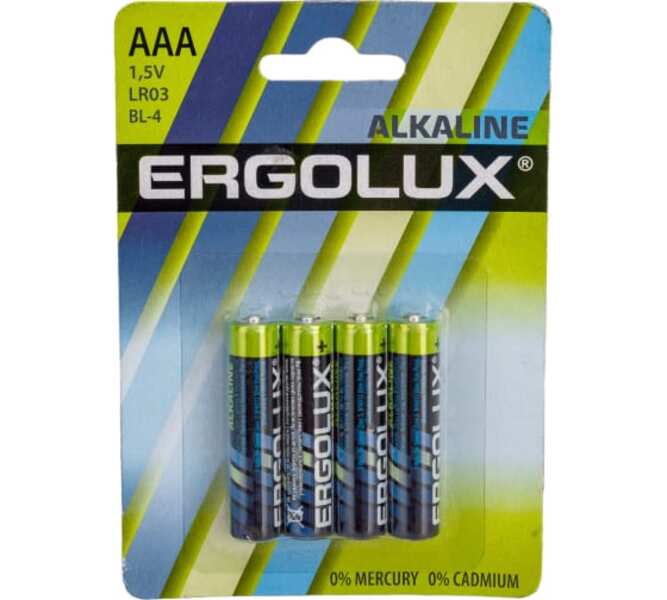 Батарейка Алкалиновая Lr03 Aaa 1,5v Упаковка 4 Шт. Lr03bl-4 Ergolux 11744 ERGOLUX арт. 117