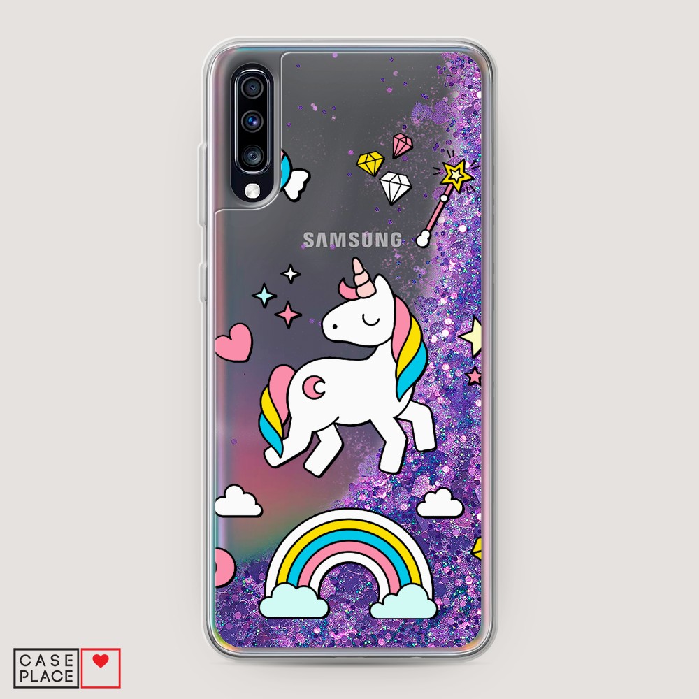 

Жидкий чехол с блестками "Принцесса единорог" на Samsung Galaxy A70, 28192-1