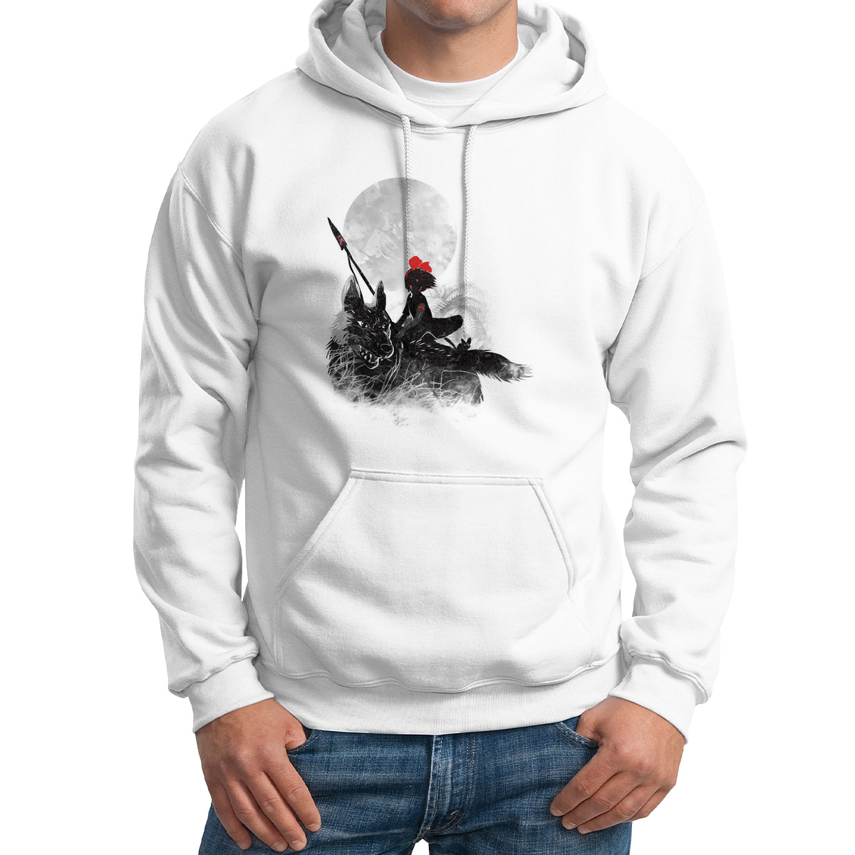 

Худи унисекс CoolPodarok Животные Волк с девочкой белое 52 RU, Белый, 2M015604