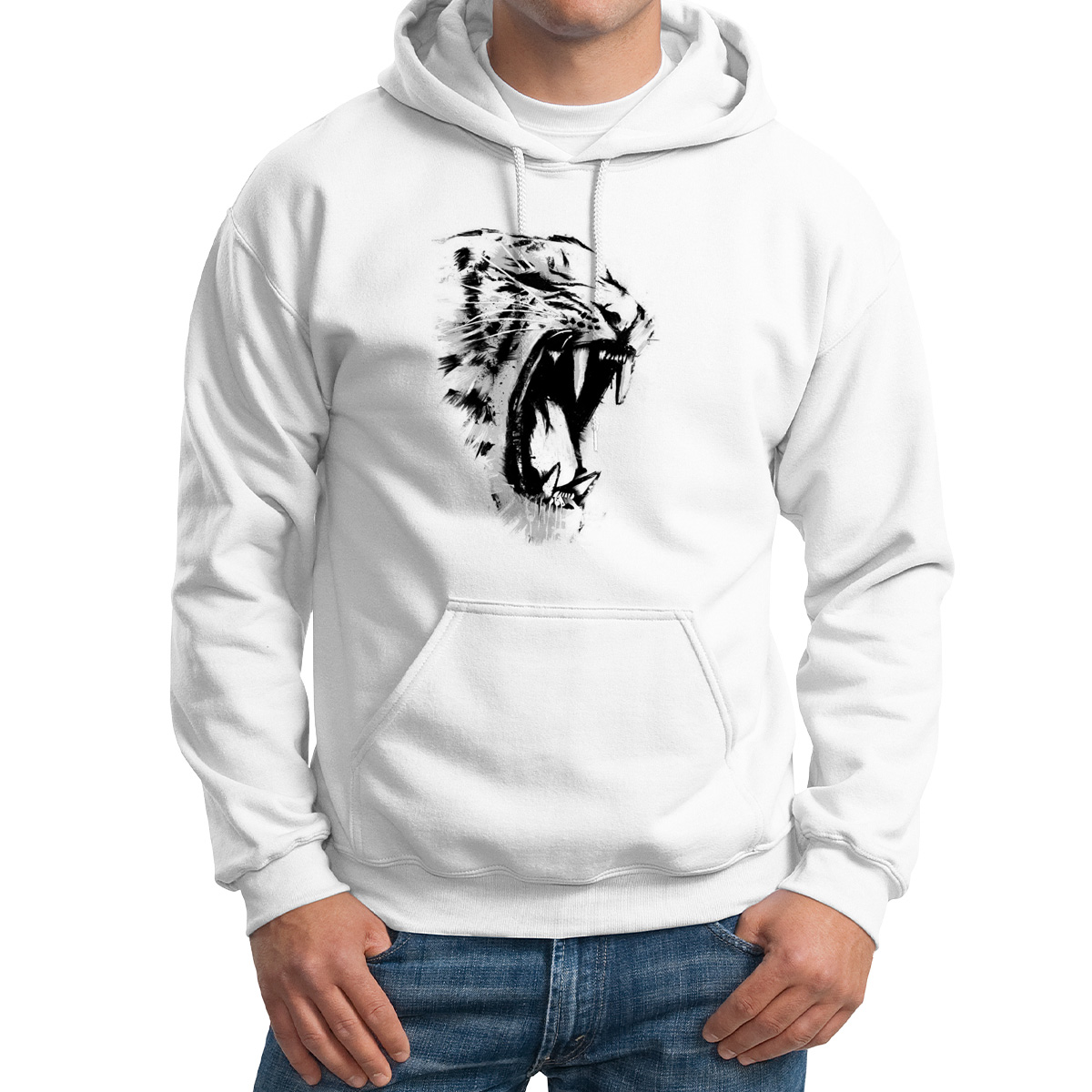 

Худи унисекс CoolPodarok ЧБ Гепард белое 52 RU, 2M015569