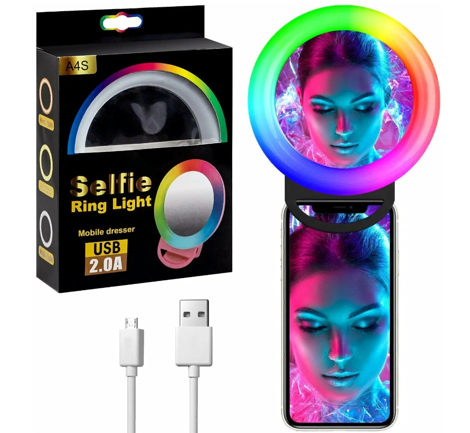 Кольцевая лампа Selfie RGB A4S 84 см черный