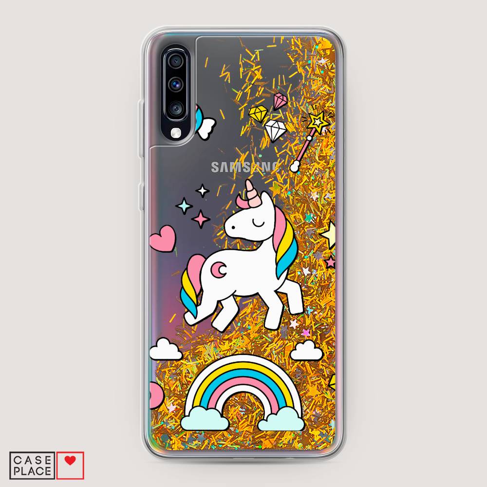 

Жидкий чехол с блестками "Принцесса единорог" на Samsung Galaxy A70, 28190-1