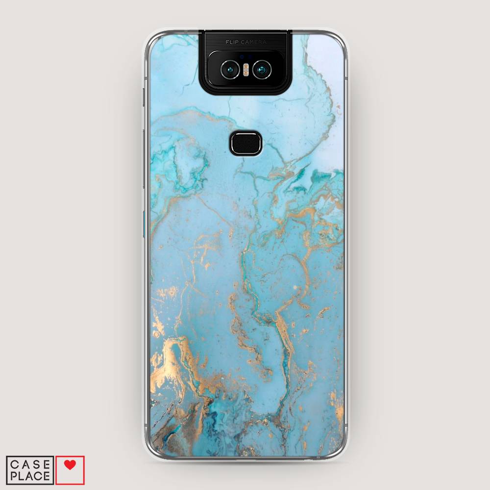 фото Чехол awog "голубой мрамор рисунок" для asus zenfone 6 zs630kl