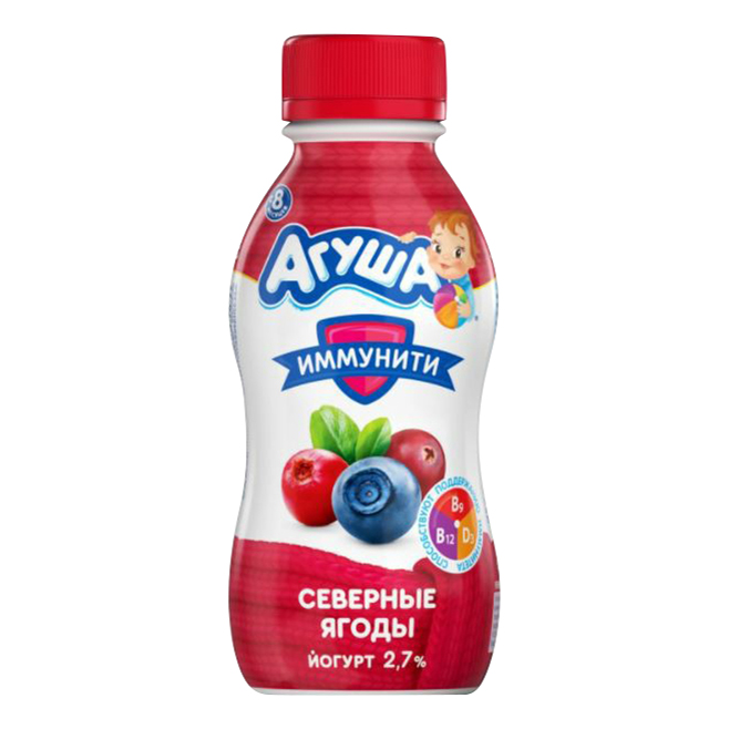 Йогурт питьевой Агуша Иммунити Северные ягоды с 8 месяцев 2,7% БЗМЖ 180 мл