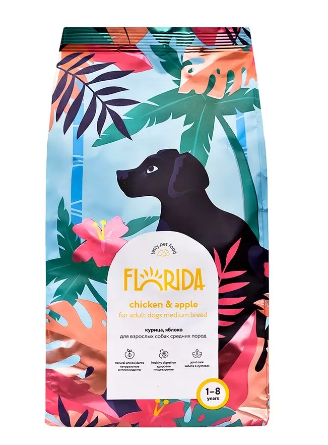 Сухой корм для собак FLORIDA с курицей, 4 шт по 3 кг