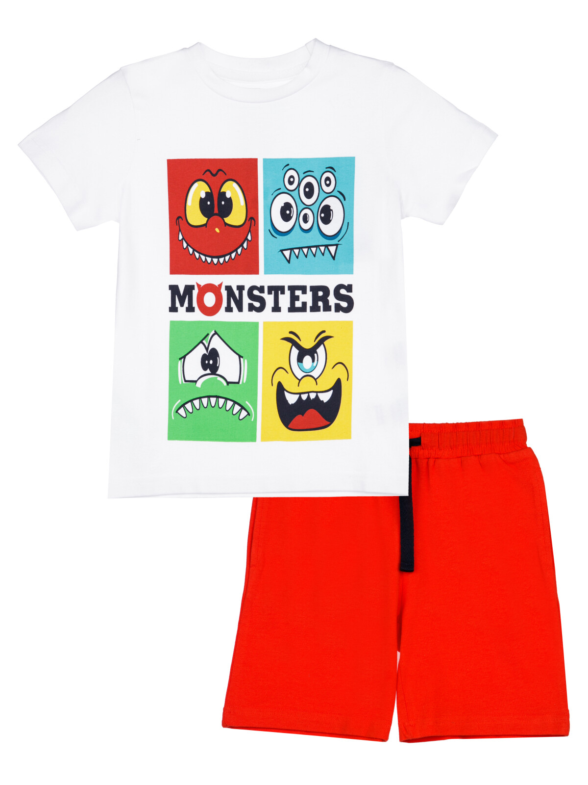 Комплект для мальчиков PlayToday: фуфайка (футболка), шорты, белый,оранжевый, 122
