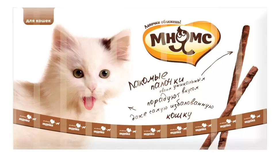 

Лакомство для кошек Мнямс палочки с индейкой и ягненком, 60 шт по 5 г