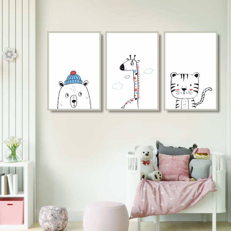 

Набор постеров ПолиЦентр на холсте из 3 шт Дружные Животные Мишка Жираф Тигренок 40х50 см, Наборх3ДружнЖивотнМишкаЖирафТигренок