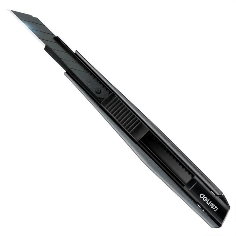 Нож канцелярский 9мм Deli 2037S, серый, 12шт.