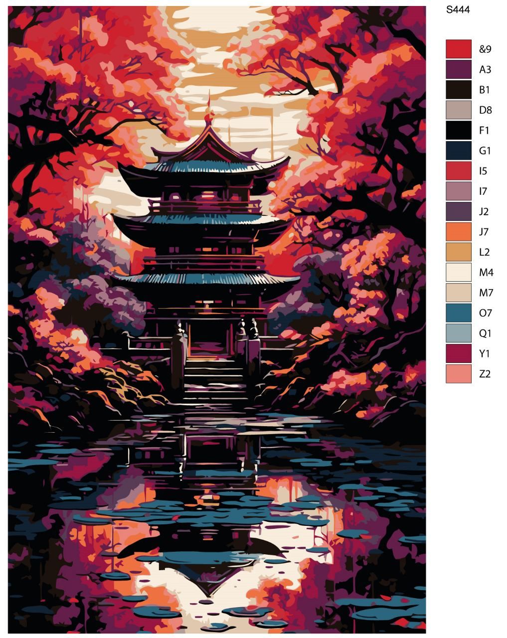 Картина по номерам BRUSHES-PAINTS Японская пагода S444