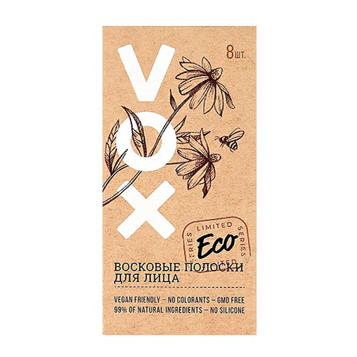 Купить Восковые полоски для лица VOX ECO с экстрактом алоэ вера и аргановым маслом 8 шт