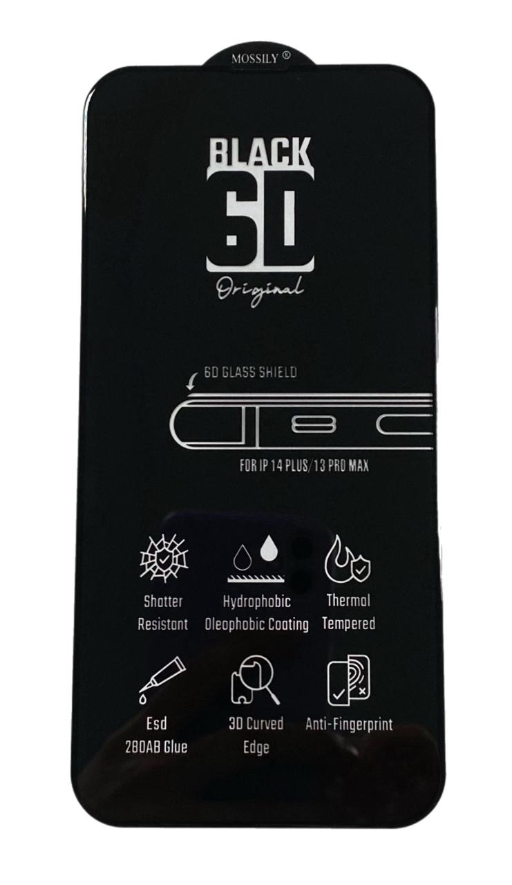 

Защитное стекло MOSSILY для iPhone 13 Pro Max/14 Plus (повышенной прочности) 6D черное