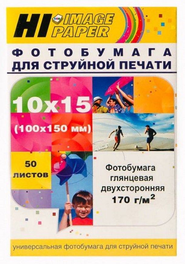 

Фотобумага Hi-Image 10x15 см 50 листов глянцевая двусторонняя 170 г/м2, Белый