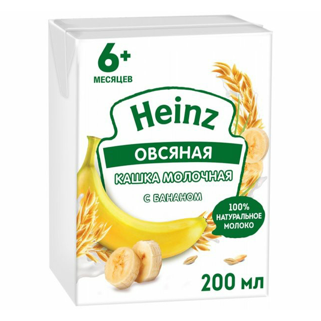 Каша Heinz овсяная молочная с бананом с 6 месяцев 200 мл