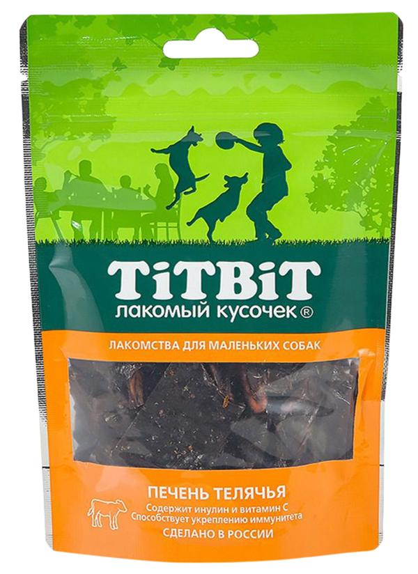 

Лакомство для собак Titbit Лакомый кусочек печень телячья, 2 шт по 50 г