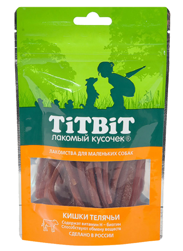 

Лакомство для собак Titbit Лакомый кусочек кишки телячьи, 2 шт по 50 г