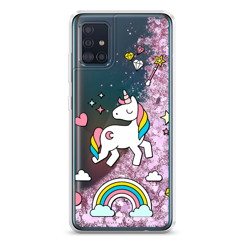

Жидкий чехол с блестками "Принцесса единорог" на Samsung Galaxy A51, 28994-1