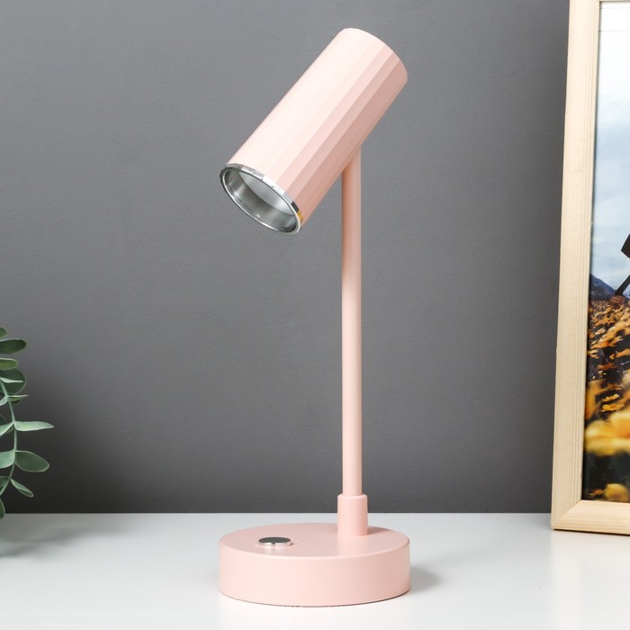 фото Лампа настольная туба led 3 режима 1,5вт usb розовый 10х10х29 см risalux