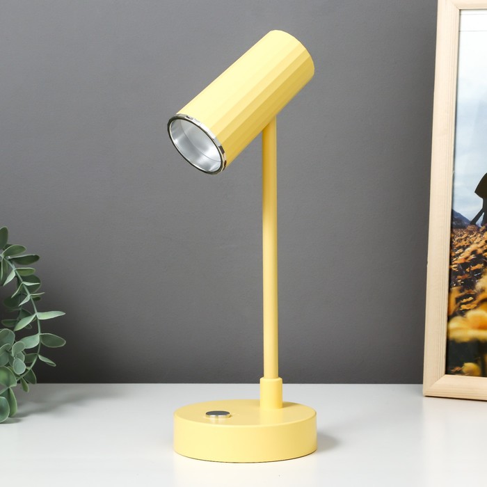 фото Лампа настольная туба led 3 режима 1,5вт usb желтый 10х10х29 см risalux