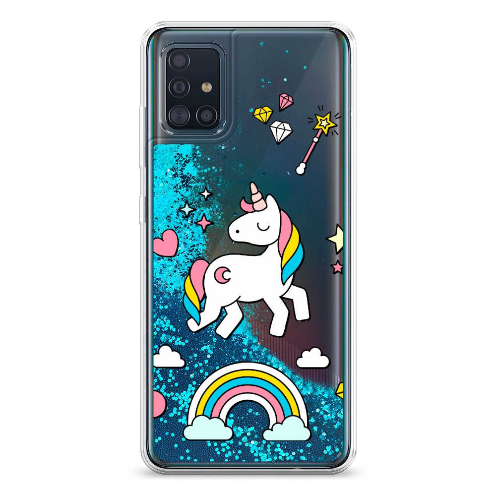 

Жидкий чехол с блестками "Принцесса единорог" на Samsung Galaxy A51