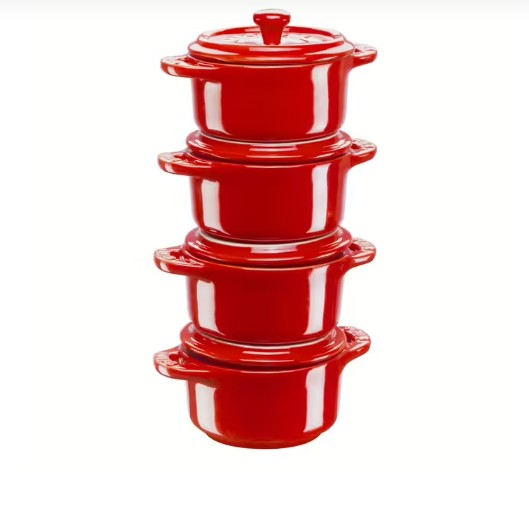 

Кокот Staub 10 смкруглый 4 предмета вишнево-красный, Staub 10 см