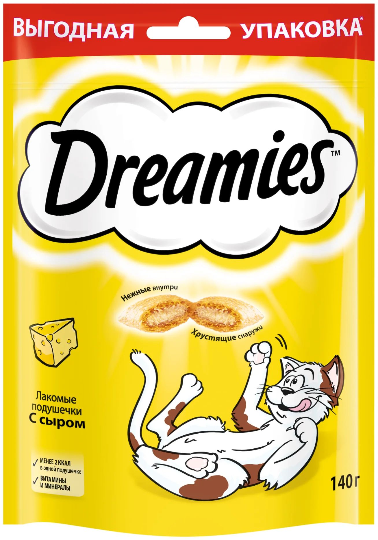 

Лакомство для кошек Dreamies подушечки с сыром, 10 шт по 140 г