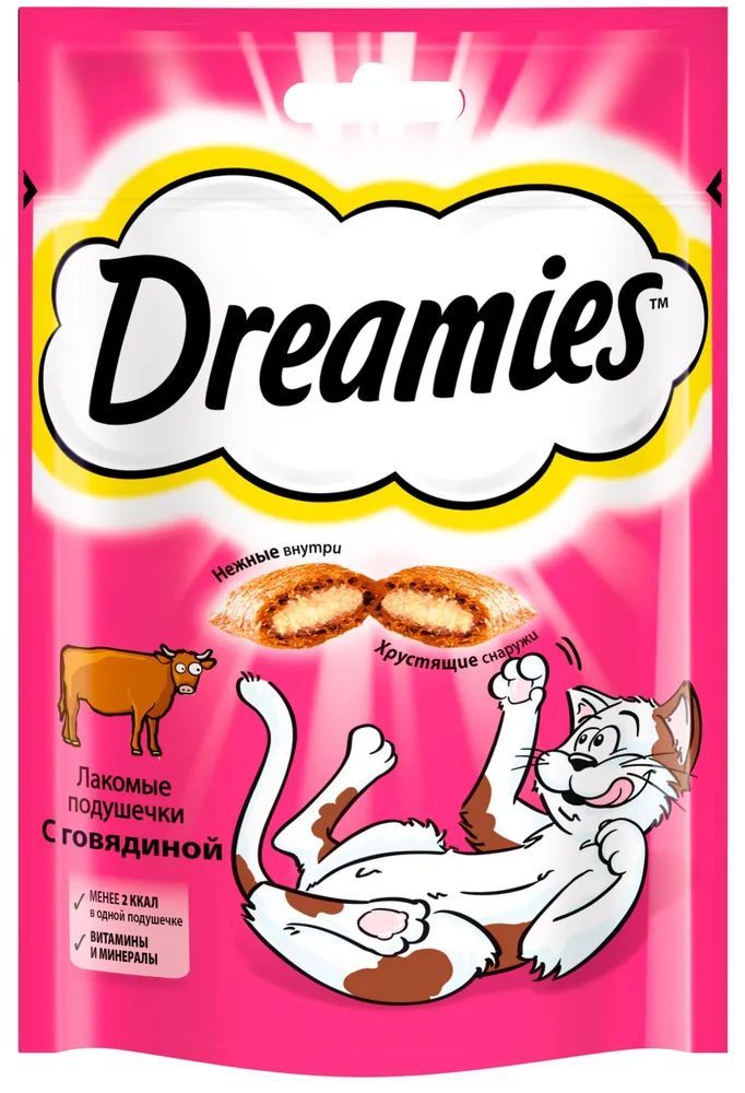 

Лакомство для кошек Dreamies подушечки с говядиной, 10 шт по 140 г