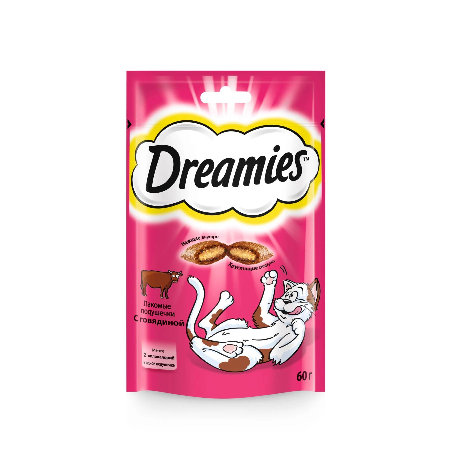 Лакомство для кошек Dreamies подушечки с говядиной 2 шт по 60 г 386₽