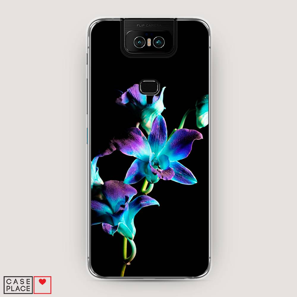 фото Чехол awog "синий цветок для черном" для asus zenfone 6 zs630kl