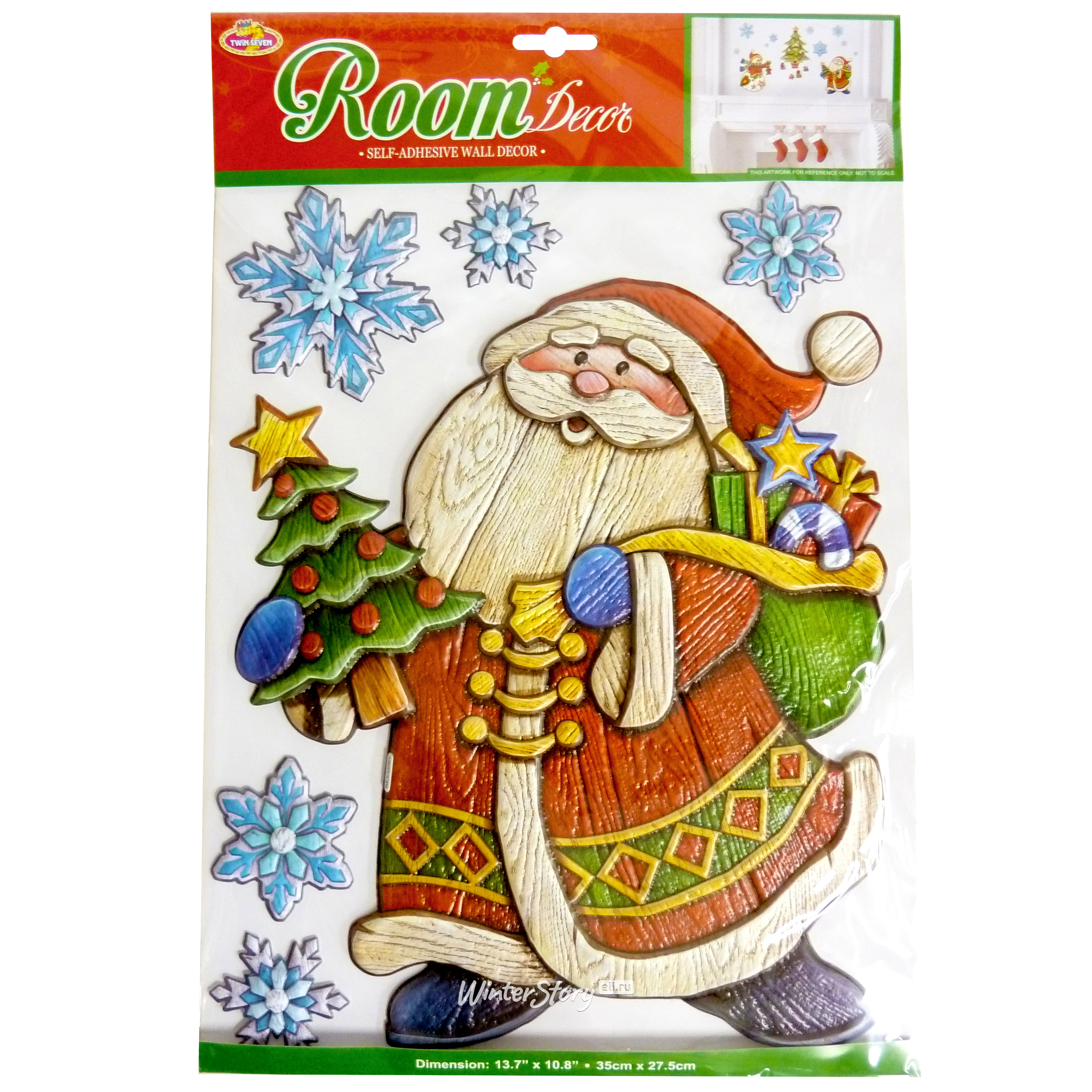 

Наклейки Room Decor Дед Мороз эффект дерева 29 х 41 см