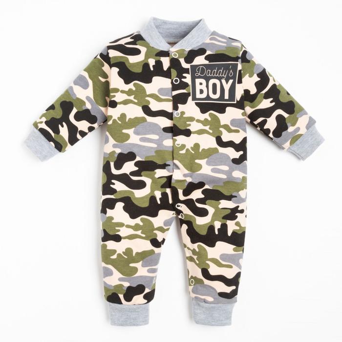 

Комбинезон детский Крошка Я Daddys boy, хаки, 74, Бежевый;зеленый;черный, Daddy's boy