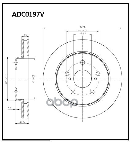 

ADC0197V_диск тормозной! передний перфорированный\ Toyota Altezza/Chaser/Cresta 92-07