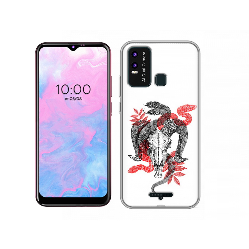 

Чехол MyPads Tocco для BQ 6630L змея в черепе рисунок, Прозрачный, Tocco