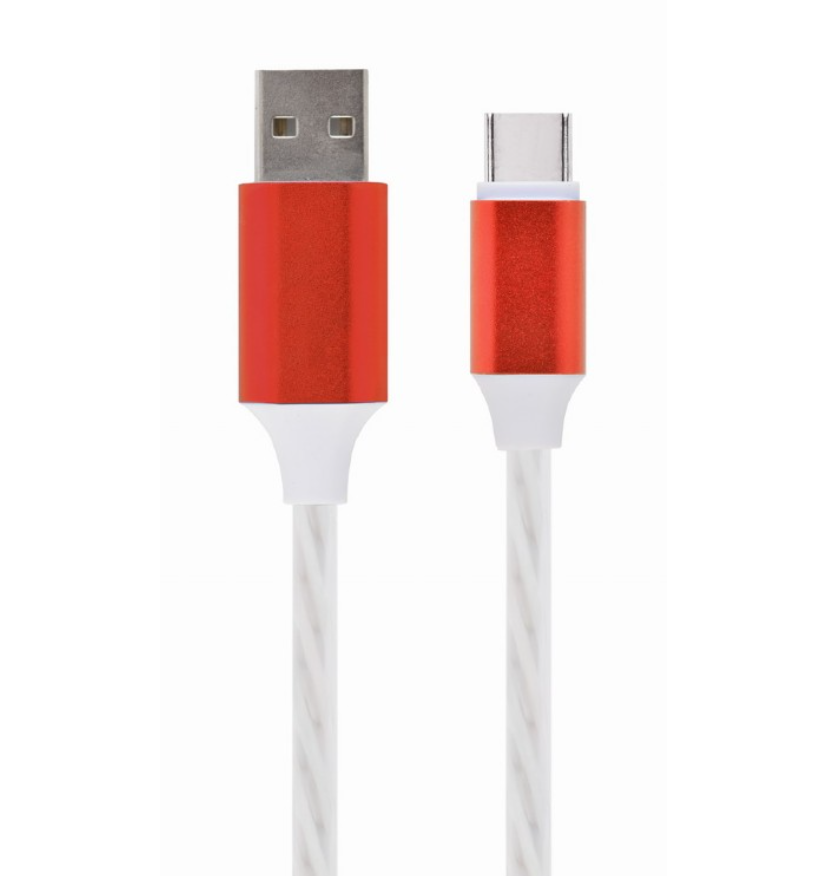 Кабель GEMBIRD (CC-USB-CMLED-1M) USB - Type-C LED-подсветка, 1 м, белый