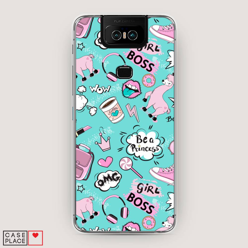 

Чехол Awog на Asus Zenfone 6 ZS630KL "Стильная лама", Голубой;белый;розовый, 43950-1