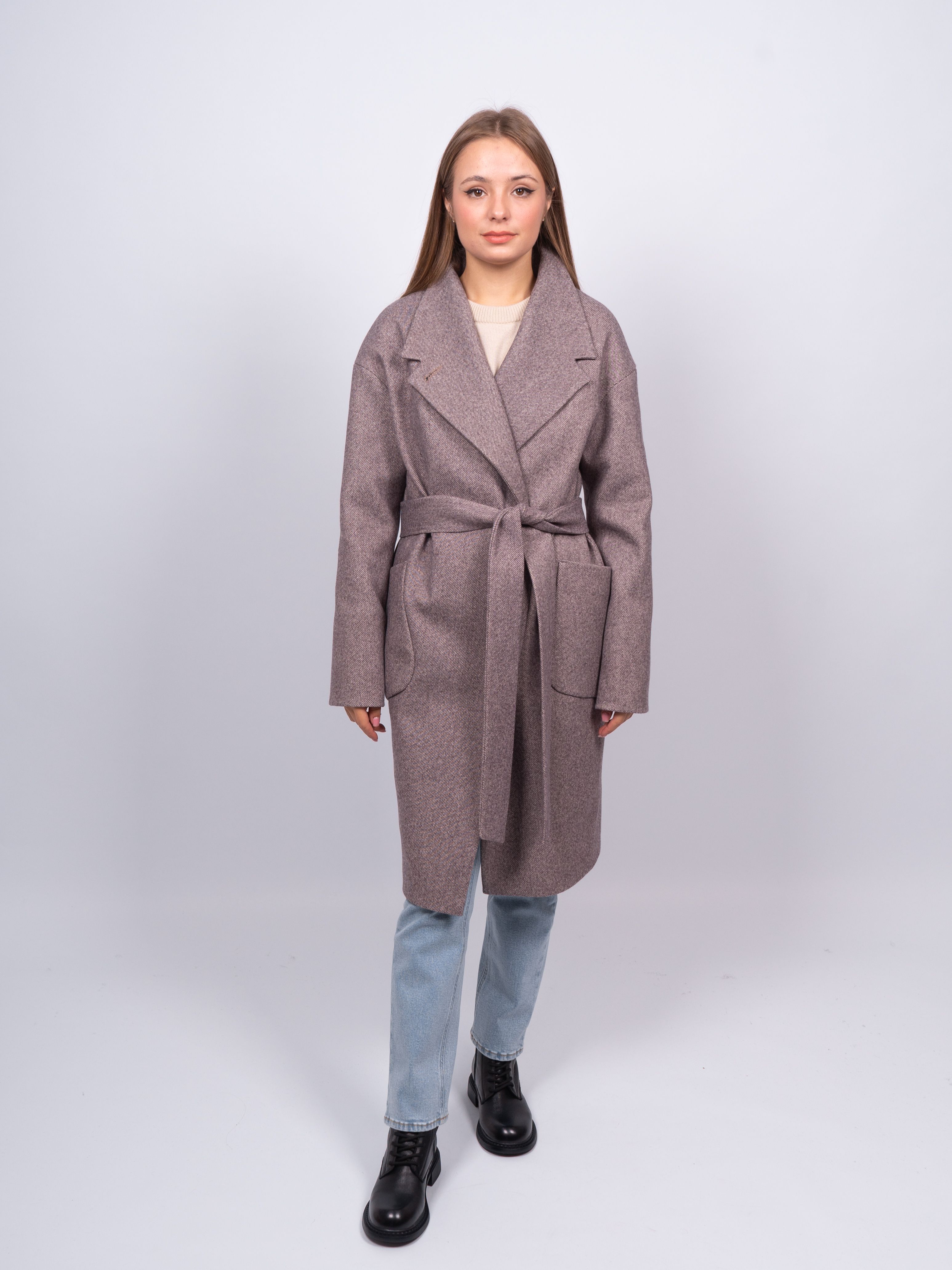 Пальто женское 365 clothes KR-171-рубчик коричневое 42 RU