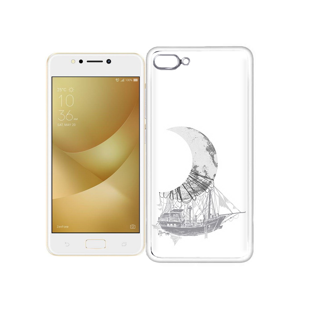

Чехол MyPads Tocco для Asus ZenFone 4 Max черно белый корабль полумесяц, Прозрачный, Tocco