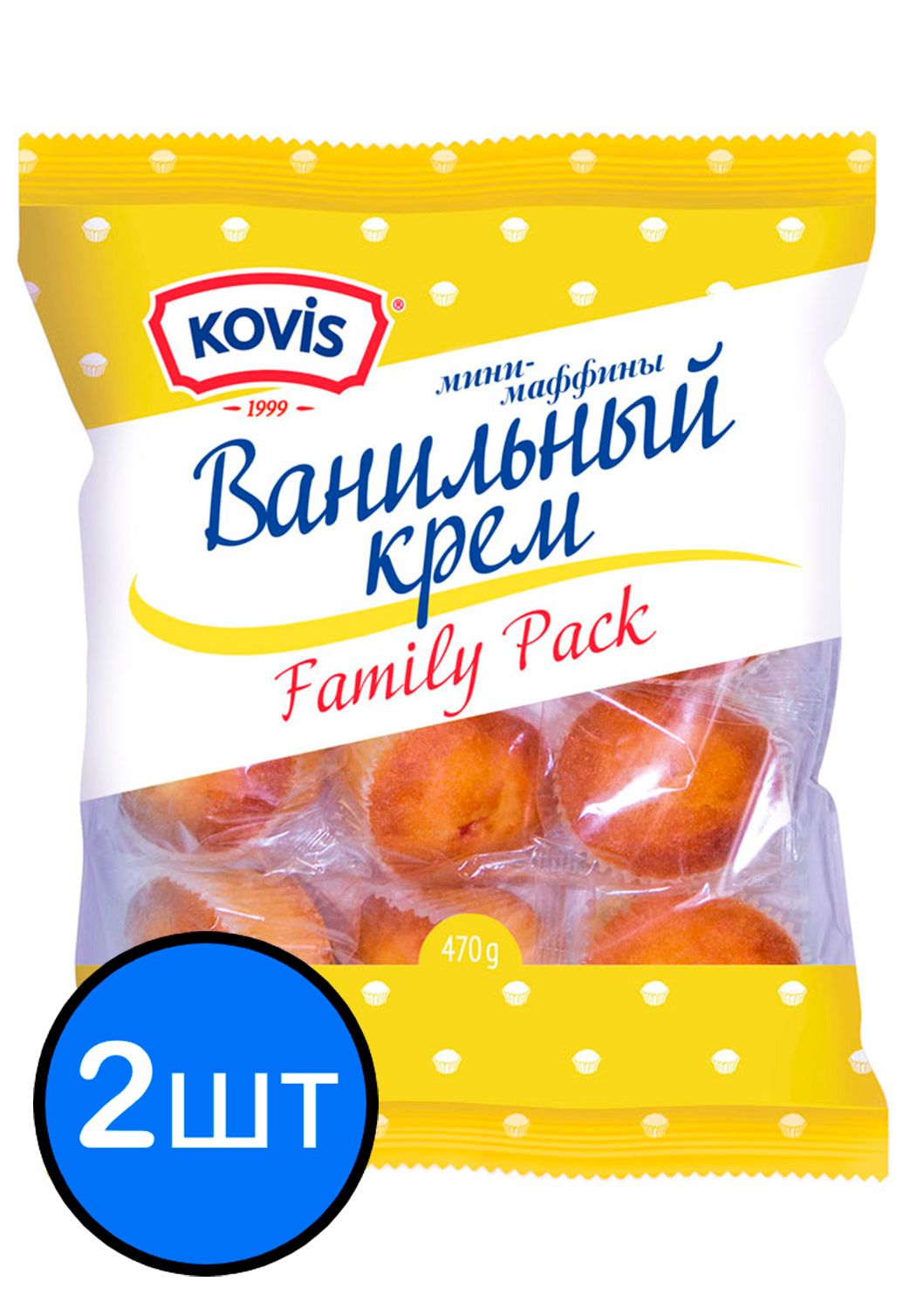 

Мини-маффины с ванильной начинкой Kovis (Ковис), 470г х 2шт