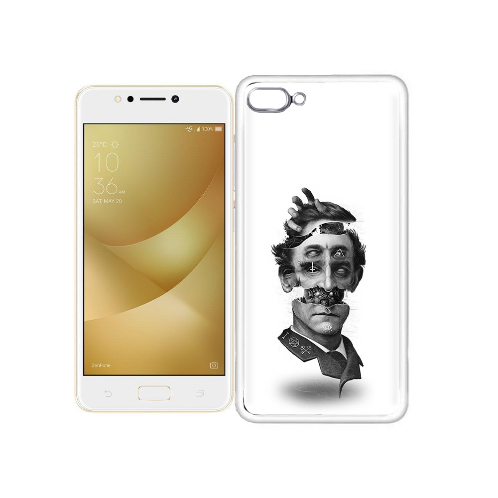 

Чехол MyPads Tocco для Asus ZenFone 4 Max страшное лицо абстракция, Прозрачный, Tocco