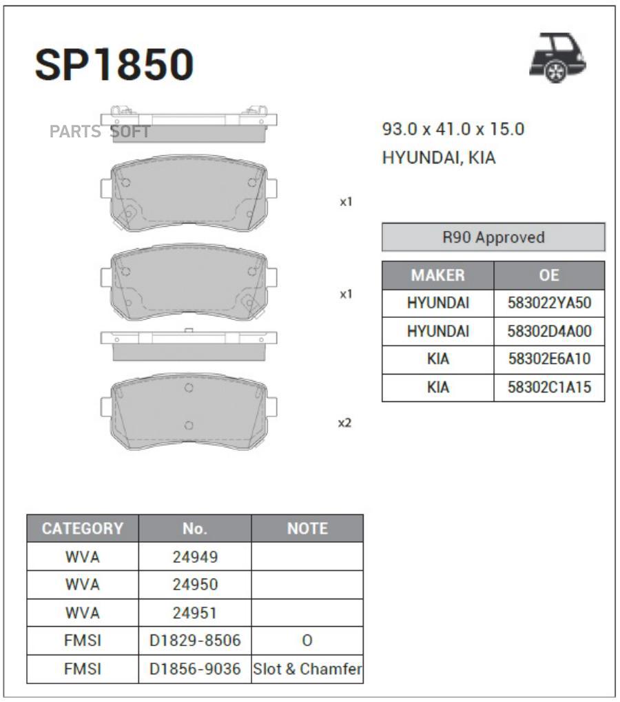 

Колодки Дисковые Задние Hyundai Accent, Kia Rio 1.4i/1.6i 05> Sangsin brake S Sp1850