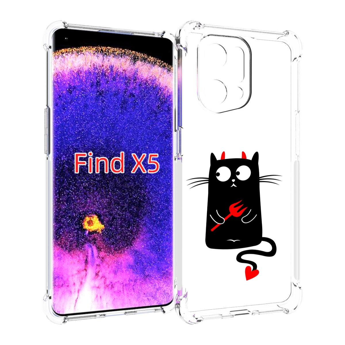 

Чехол MyPads Кот демон для Oppo Find X5, Прозрачный, Tocco