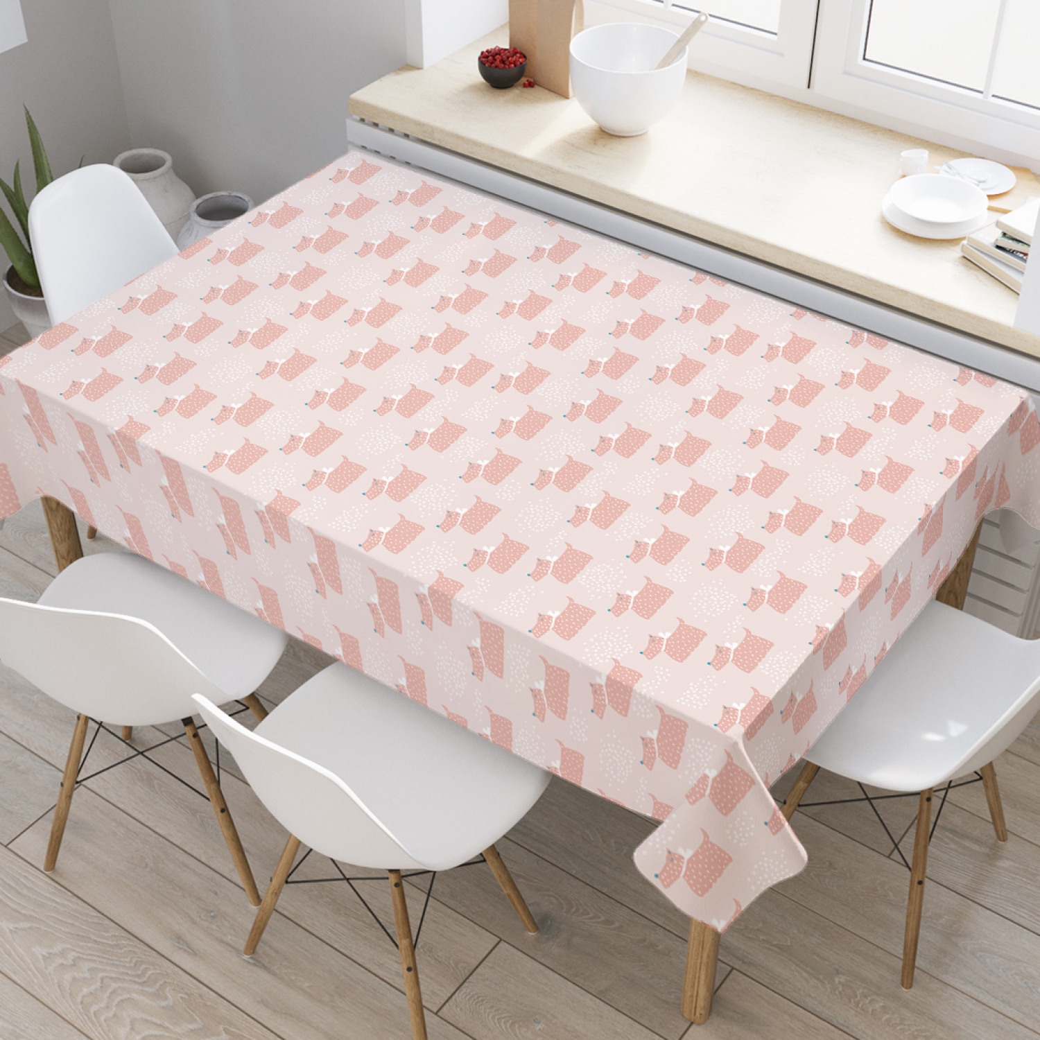 

Скатерть прямоугольная JoyArty "Собака в горошек" из оксфорда, 180x145 см, Розовый, Собака в горошек