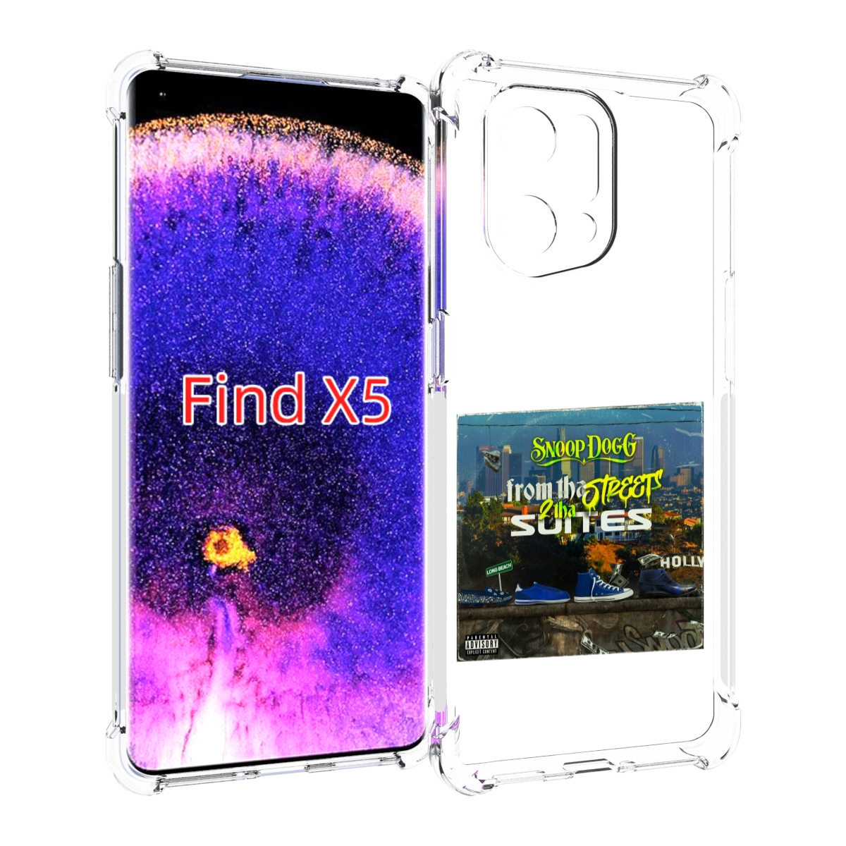 

Чехол MyPads Snoop Dogg FROM THE STREET 2 THA SUITES для Oppo Find X5, Прозрачный, Tocco