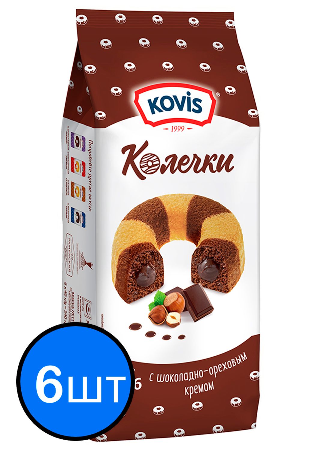 

Сдобные Колечки с шоколадно-ореховым кремом Kovis (Ковис), 240г х 6шт
