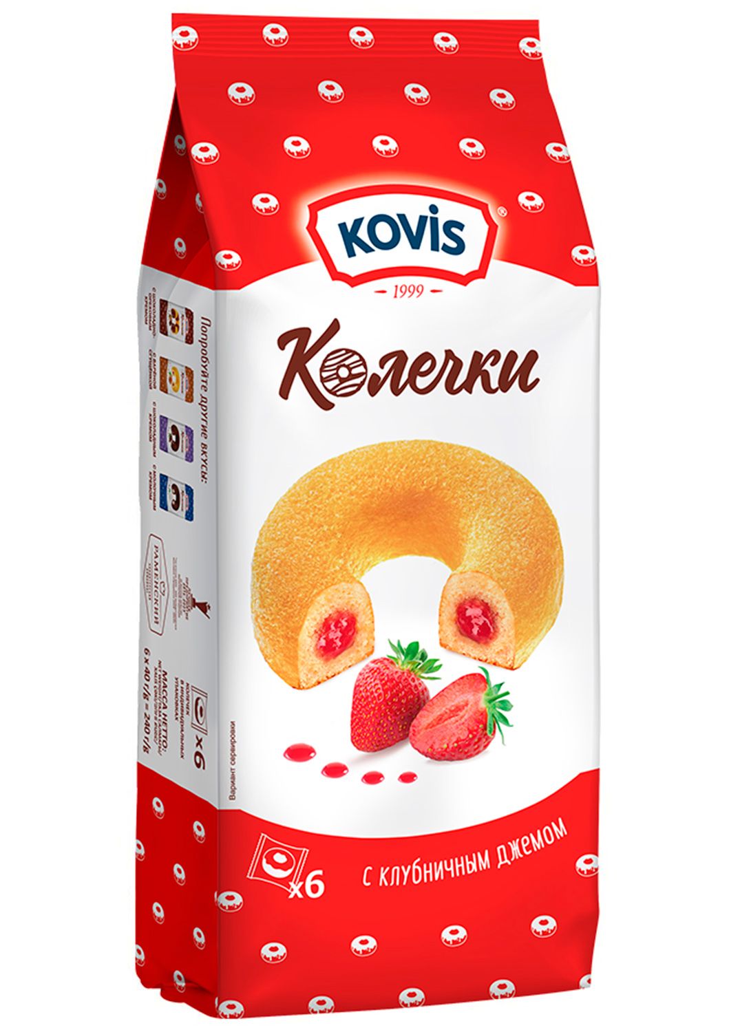 

Сдобные Колечки с клубничным джемом Kovis (Ковис), 240г