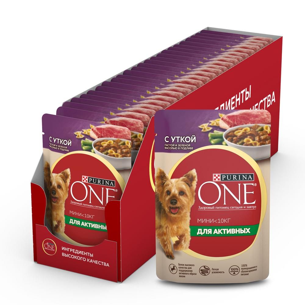 

Влажный корм Purina ONE Мини с уткой, пастой и зеленой фасолью для собак 85 г х 26 шт